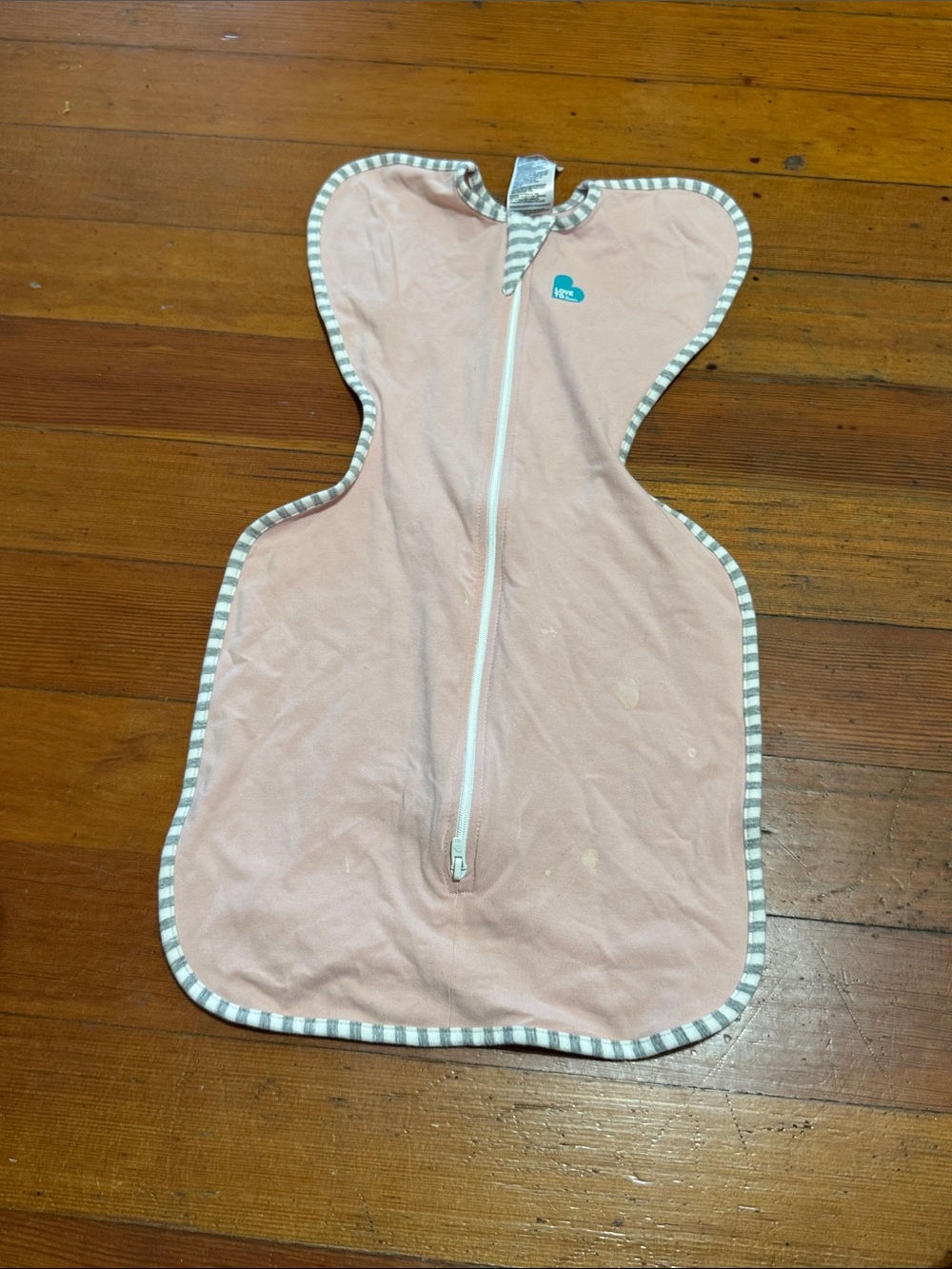 Love to dream Pink Baby Swaddle Sleep Sack with Stripe Trim